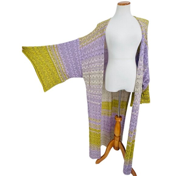 RARE Free People Boho Bell Sleeve & Side Slits Kimono Cardigan - Picture 12 of 16